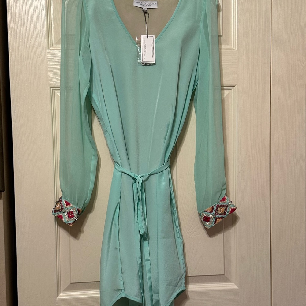 Allison collection New York- slit sleeve dress - long sleeves with beaded cuffs